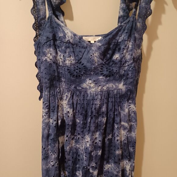 LoveShackFancy Antonella Midi Eyelet Dress in Midnight Navy Blue Hand Dye Size 8 - Picture 13 of 16